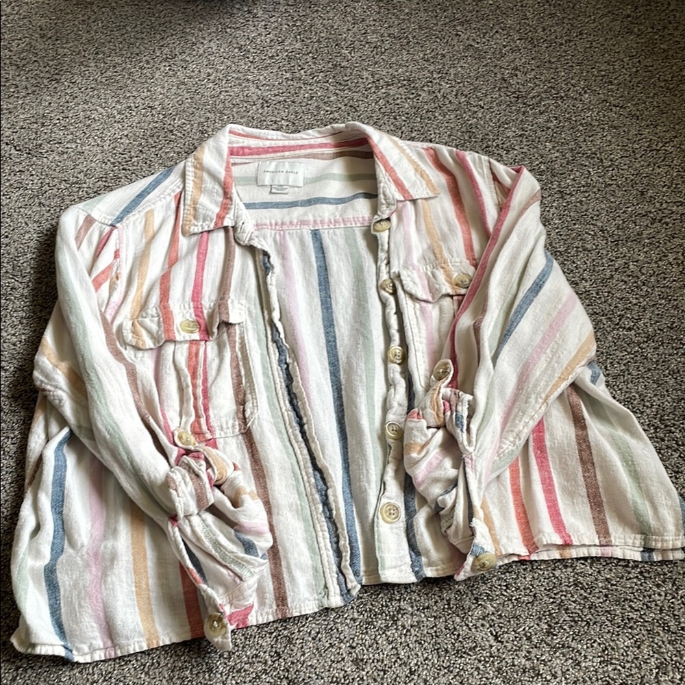 American Eagle Outfitters Multicolor Striped Button Down Shirt